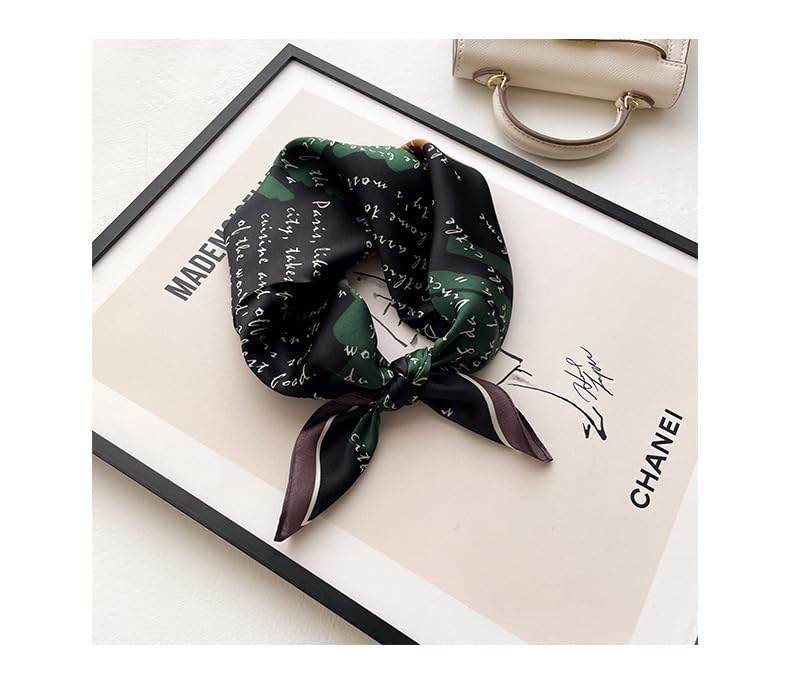 100% Mulberry Silk Neck Scarf - 21'' x 21'' Lightweight Neckerchief - Women Men Small Square Digital Printed Scarves - color: 077