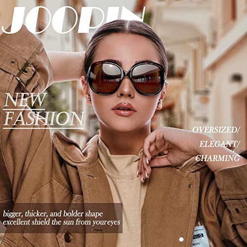 Joopin Oversized Sunglasses Womens Trendy Polarized Large Driving Sun Glasses Ladies UV Protective Big Sunnies Shades - color: D02-black + Tortoise/Brown