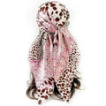 Women's Silky Satin Large Head Scarf Leopard/Paisley Neck Scarves Square Hair Wrapping Sleeping Bandana 35in - color: Pink-leopard-s