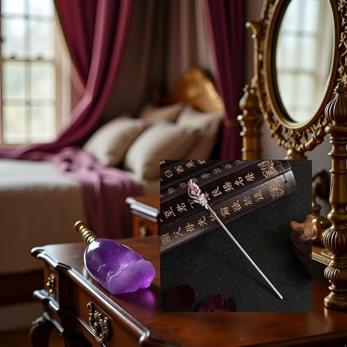 Purple Chinese Japanese Hairpin Chopsticks, Jade Metal Retro Vintage Hair Stick Styling Pins for Women Girl