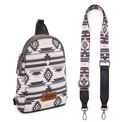 Wrangler Small Sling Bag for Women, Leather Crossbody Bags Cross Body Purse Fanny Packs with Adjustable Strap for Gift - color: Western-black