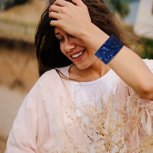 FAERLIIRY Cuff Bracelet for Women Acrylic Resin Bracelets Statement Bangle Bracelet Adjustable Bracelet Wide Chunky Bracelets for Women - color: Blue