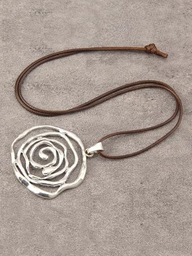 Boho Necklaces for Women Cord Necklace with Pendant Long Silver Necklace Vintage Sweater Necklace Hippie Jewelry for Women Girls Gifts - style: Boho Silver Necklace
