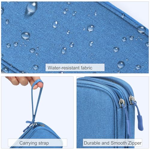 FYY Electronic Organizer, Travel Organizer Bag Pouch, Electronic Accessories Carry Case, Portable Waterproof Double Layers All-in-One Storage Bag for Cable, Cord, Charger, Phone, Earphone, Cyan - color: Cyan, style: Small