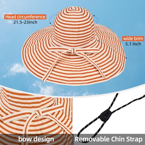 Sun Hat for Men Women UV Protection Wide Brim Fishing Hats Breathable UPF 50+ Boonie Bucket Hats Beach Safari Hiking Garden - color: Beige/Orange