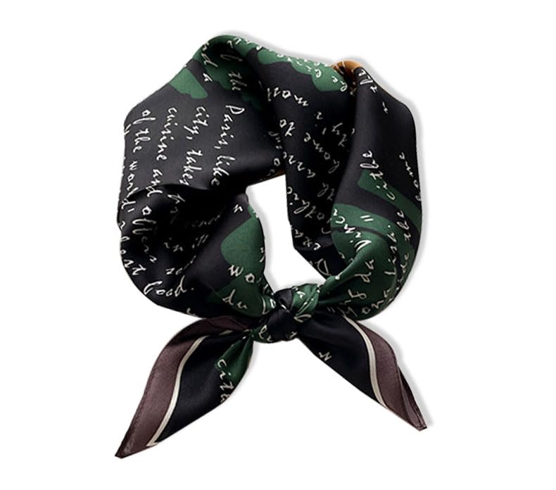 100% Mulberry Silk Neck Scarf - 21'' x 21'' Lightweight Neckerchief - Women Men Small Square Digital Printed Scarves - color: 077