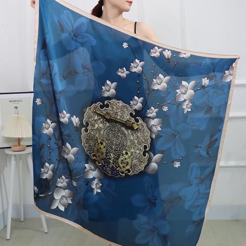 XL 43 Inch Extra Large Square Scarf Fashion Scarves Silk Feeling Hair Scarf Wrapping Scarfs Night Sleeping Headscarf - color: Ba1036