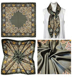 4 Pc Set Large 35 x 35 inches Satin Square Scarves Neck Hair Head Scarf Bundle - color: Set B