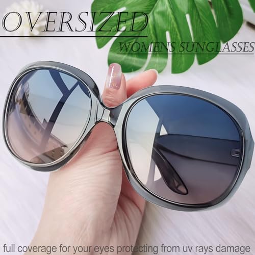 Joopin Oversized Sunglasses Womens Trendy Polarized Large Driving Sun Glasses Ladies UV Protective Big Sunnies Shades - color: B15-clear Grey/Blue Pink Gradient