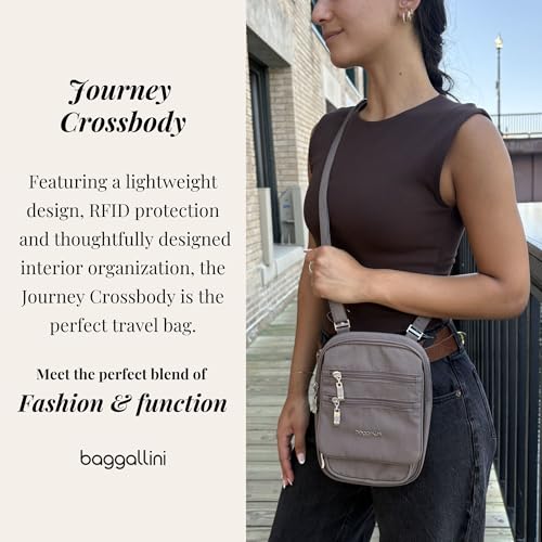 Baggallini Journey Crossbody Bags for Women 9x6 Small Lightweight Travel Handbag W/RFID - color: Charcoal
