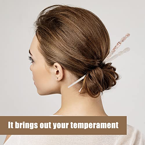 10 Pieces Acetate Hair Sticks, Women Styling Hair Vintage, Leopard Print Tortoise Shell Hairpin, Girls Chopsticks Hairpins, Disk Hair Sticks for Long Hair, Hair Accessories with Flannelette Bag - color: Novel Pattern