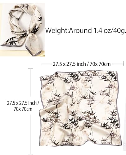 Dailyacc Hair Bandanas Scarf For Women Lightweight Fashion Neck Silk Satin Head Scarves For Sleeping Handbags Scarf - color: 10-plain Bamboo Leaves/27.5*27.5in