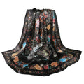 100% Pure Mulberry Silk Scarf 43”*43” Large Square Lightweight Headscarf Women’s Hair Wraps Shawls with Gift Packed - color: Black Flower