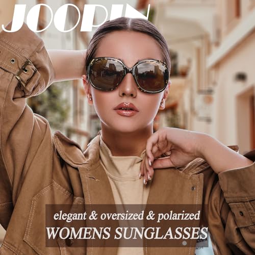 Joopin Oversized Sunglasses Womens Trendy Polarized Large Driving Sun Glasses Ladies UV Protective Big Sunnies Shades - color: B16-crystal Leopard/Brown