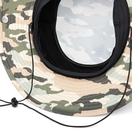 MISSION Cooling Bucket Hat - Unisex Wide-Brim Hat for Men & Women - Lightweight, Foldable & Durable - Cools Up to 2 Hours - color: Classic Camo Safari