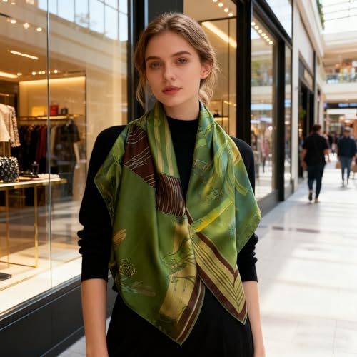 XL 43 Inch Extra Large Square Scarf Fashion Scarves Silk Feeling Hair Scarf Wrapping Scarfs Night Sleeping Headscarf - color: Ba1032