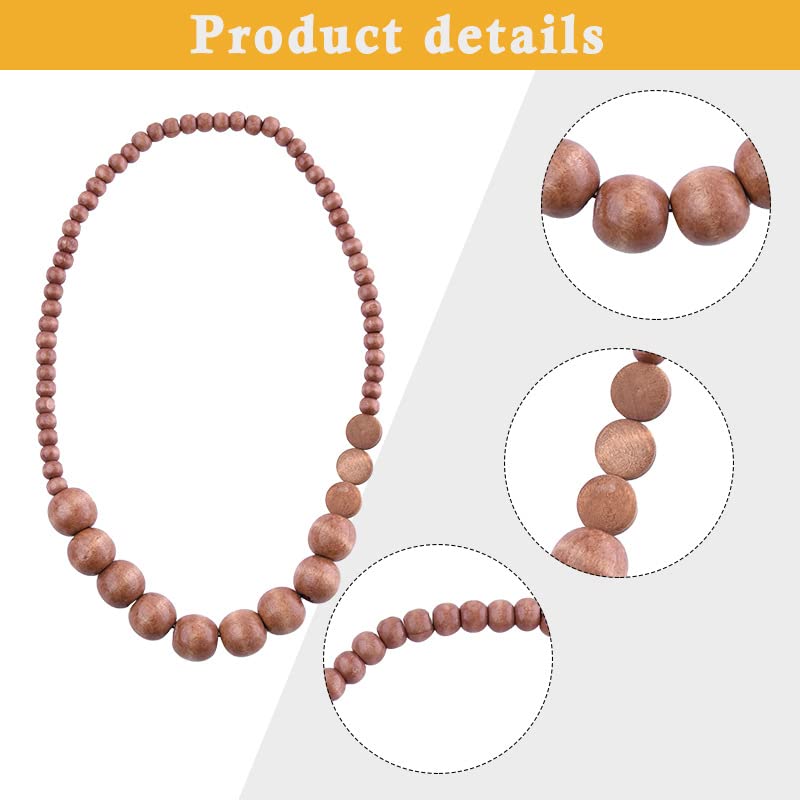 COLORFUL BLING Natural Chunky Wooden Beads Statement Necklace Boho African Tribal Collar Choker Bib Necklace Hippie Vacation Jewelry for Unisex Men Women - color: light ball