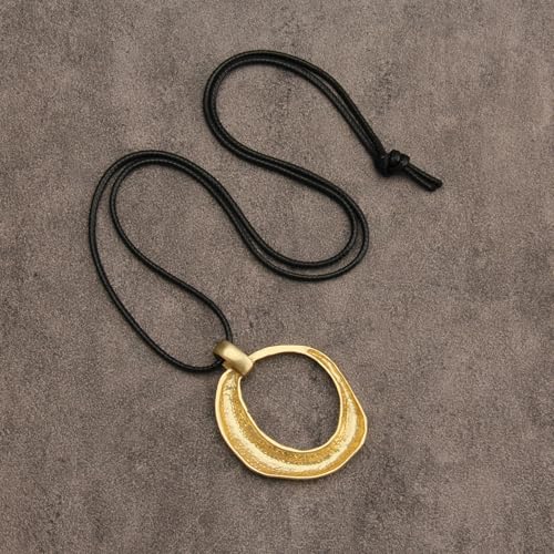 Boho Necklaces for Women Cord Necklace with Pendant Long Silver Necklace Vintage Sweater Necklace Hippie Jewelry for Women Girls Gifts - style: Gold Large Necklace