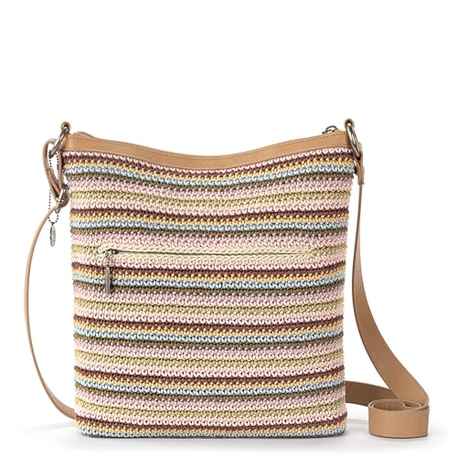 The Sak Lucia Crossbody Bag in Crochet, Convertible Purse with Adjustable Shoulder Strap - color: Multi Stripe