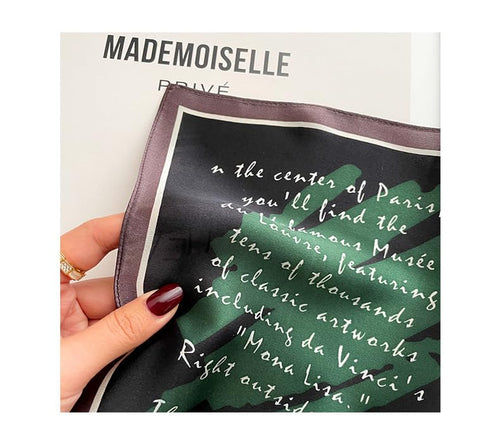 100% Mulberry Silk Neck Scarf - 21'' x 21'' Lightweight Neckerchief - Women Men Small Square Digital Printed Scarves - color: 077