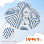 Sun Hat for Men Women UV Protection Wide Brim Fishing Hats Breathable UPF 50+ Boonie Bucket Hats Beach Safari Hiking Garden - color: White/Blue