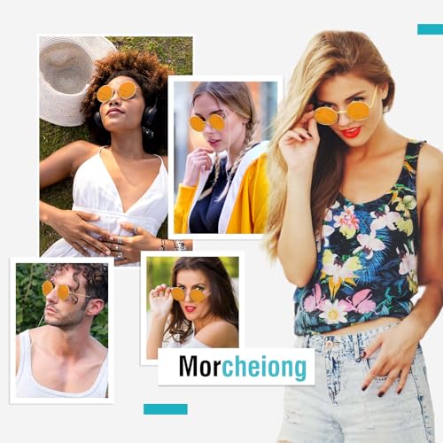 Morcheiong Polarized Hippie Sunglasses Retro Round Glasses for Women Men Vintage Circle Sunglasses UV400 - color: Gold Frame Orange Film