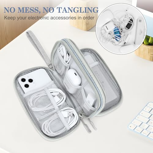 FYY Electronic Organizer, Travel Cable Organizer Bag Pouch Electronic Accessories Carry Case Portable Waterproof Double Layers All-in-One Storage Bag for Cable, Charger, Phone, Earphone Light Grey - color: Light Grey, style: Small