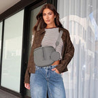 Crossbody Bags for Women, Large Vegan Leather Trendy Bum Bag - color: Ash Gray