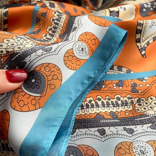XL 43 Inch Extra Large Square Scarf Fashion Scarves Silk Feeling Hair Scarf Wrapping Scarfs Night Sleeping Headscarf - color: Ba1023