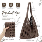 EIMMBD Crochet Bags for Women Beach Totes Bags Aesthetic Summer Tote Shoulder Hippie Bag Knit Bag - color: Standard Dark Brown