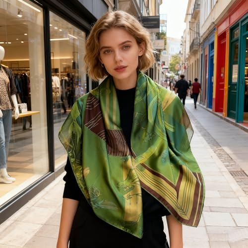 XL 43 Inch Extra Large Square Scarf Fashion Scarves Silk Feeling Hair Scarf Wrapping Scarfs Night Sleeping Headscarf - color: Ba1032