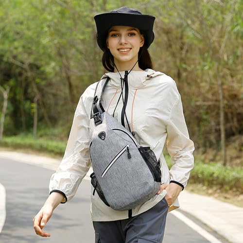 MOSISO Sling Backpack, Multipurpose Crossbody Shoulder Bag Travel Hiking Daypack - color: Gray