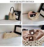 OANEXX Summer Straw Hobo Bags for Women Boho Woven Mesh Beach Tote Bag Large Capacity Crochet Vacation Shoulder Handbag - color: Khaki