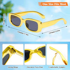 10 Pack Neon/Black Rectangle Sunglasses Bulk for Women Men Retro Trendy Small Rectangle Glasses Party Favors - color: Metallic Gold
