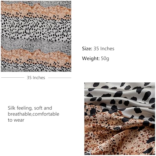 HBselect 4PCS Head Scarf for Women 35” Head Scarves Silk Like Satin Neck Scarfs Square Bandana Hair Wraps Scarf for Sleeping - color: Pink, White, Coffee, Khaki