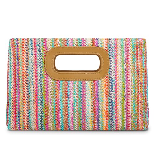 Top Handle Clutch Handbags for Women, Evening Handbag Shoulder Crossbody Purse with Gold Chain - color: Colorful