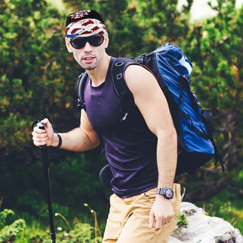 DOCILA 3 Pcs Do Rags for Men Skull Cap Bandana Hat Breathable Helmet Linner Beanie - color: A-navywhiteblue