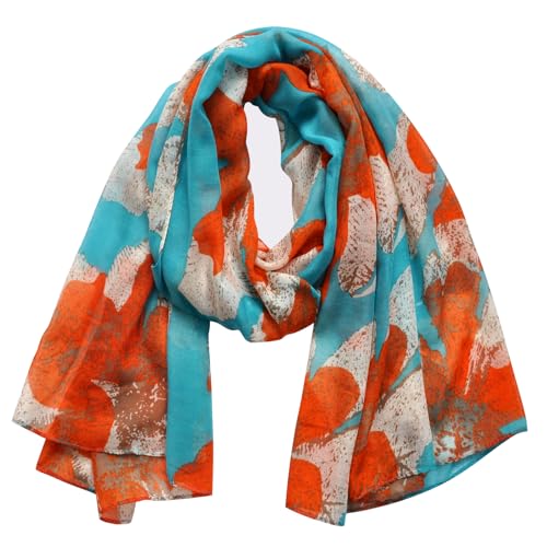 Lightweight Boho Scarf for Women Spring Summer Floral Printed Scarves Fashion Shawl Wrap - color: F01