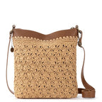 The Sak Lucia Crossbody Bag in Crochet, Convertible Purse with Adjustable Shoulder Strap - color: Natural Primrose Straw
