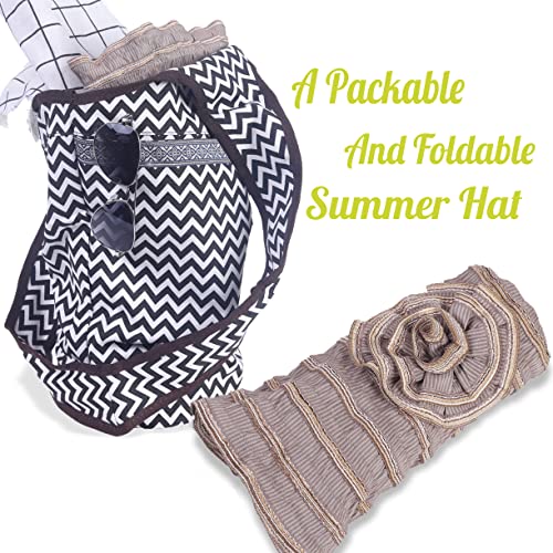 FORBUSITE Women Folding Vintage Outdoor Sun Hats for Beach Garden Travelling UV Protection - color: Gs013-brown