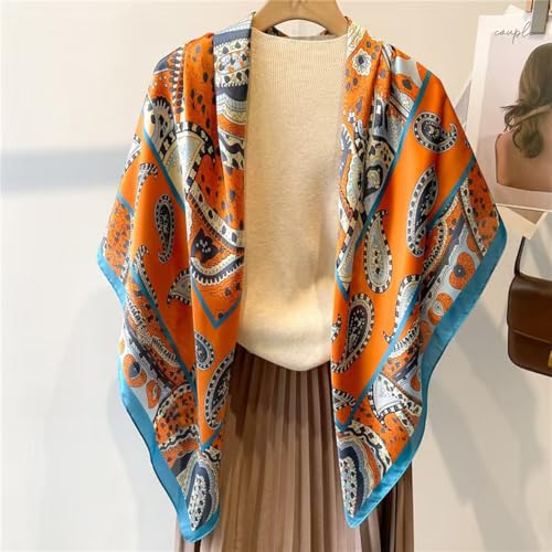 XL 43 Inch Extra Large Square Scarf Fashion Scarves Silk Feeling Hair Scarf Wrapping Scarfs Night Sleeping Headscarf - color: Ba1023