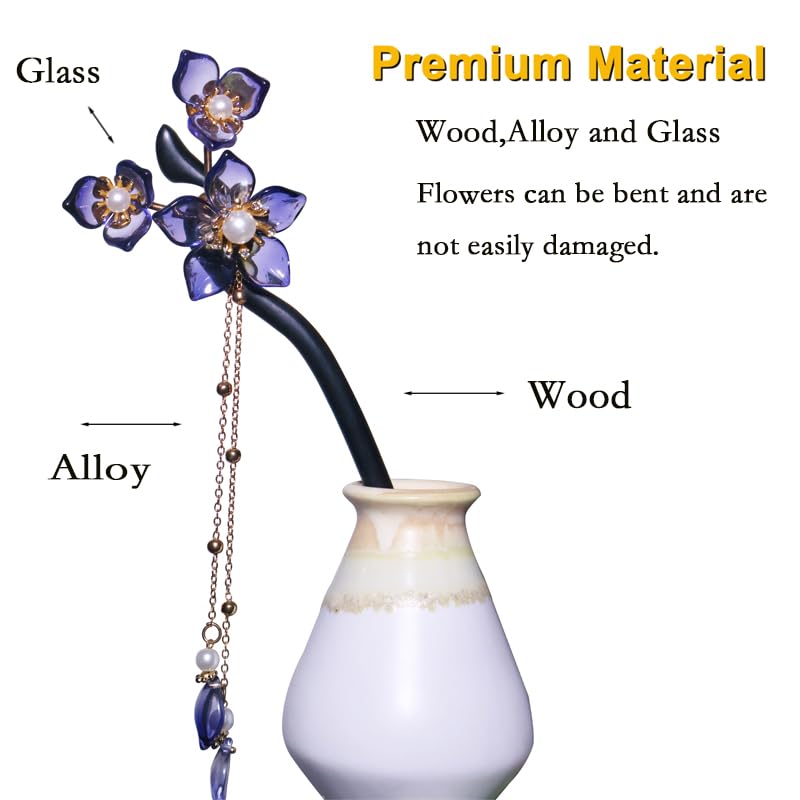 Flower Hair Sticks Hair Chopstick Chinese Hair Stick 1PC 7.08" Wooden Hair Pins Chinese Hair Accessories For Long Hair Buns