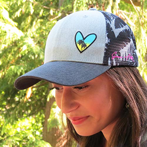 Grace Folly Beach Trucker Hats for Women- Snapback Baseball Cap for Summer - color: Heart With Floral Print