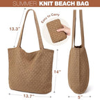 EIMMBD Crochet Bags for Women Beach Totes Bags Aesthetic Summer Tote Shoulder Hippie Bag Knit Bag - color: Large Brown-b