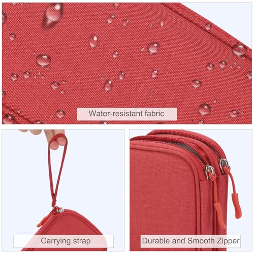 FYY Travel Cable Organizer Pouch Electronic Accessories Carry Case Portable Waterproof Double Layers All-in-One Storage Bag for Cord, Charger, Phone, Earphone Red - color: Red, style: Small