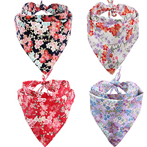 4 Pack Dog Bandanas Triangle Bibs Scarf Accessories Japanese Style Small - size: Small