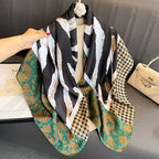 XL 43 Inch Extra Large Square Scarf Fashion Scarves Silk Feeling Hair Scarf Wrapping Scarfs Night Sleeping Headscarf - color: Ba1022