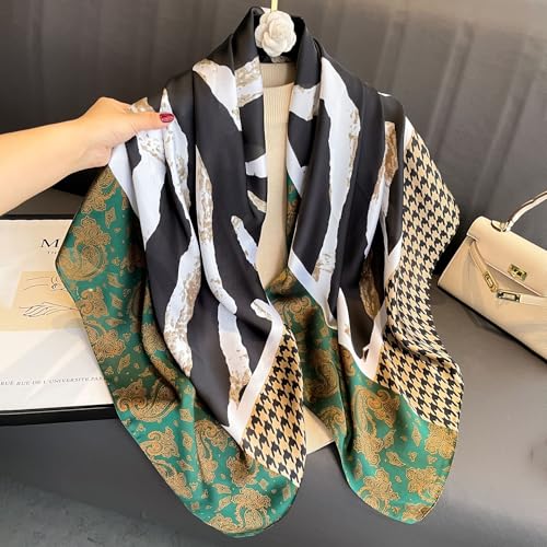 XL 43 Inch Extra Large Square Scarf Fashion Scarves Silk Feeling Hair Scarf Wrapping Scarfs Night Sleeping Headscarf - color: Ba1022