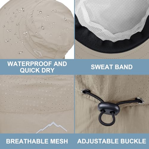 Sun Hat for Men Women with Neck Flap,UPF 50+ UV Protective Hiking Fishing Hats,Wide Brim Sun Hat for Women&Men - color: 1pack-style2-khaki(with Face Cover)