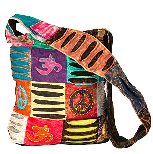 Blue Red Hobo Cotton Sling Cross Body Messenger Shoulder Bag Hippie Boho Bohemian Light Roomy Spacious | Hippie, Boho, Bohemian, Light, Roomy, Spacious - style: Colorful